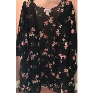 BLACK FLORAL KIMONO
